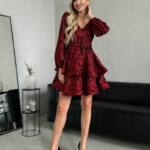 Коктейльна Сукня Гіпюр Троянда 24111 Червона