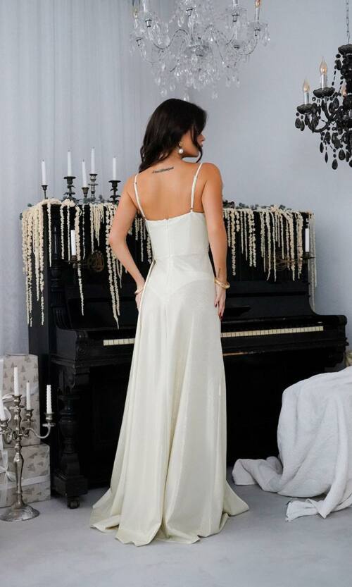 Вечірня Сукня Сяйво Шлейф 24051 Золота