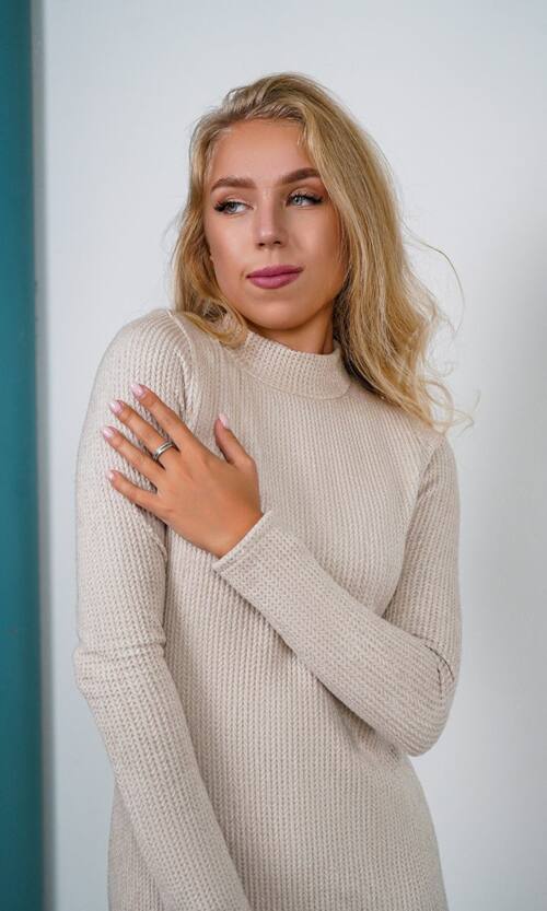 Повседневное Платье Вязаная Косичка 24092 Бежевое