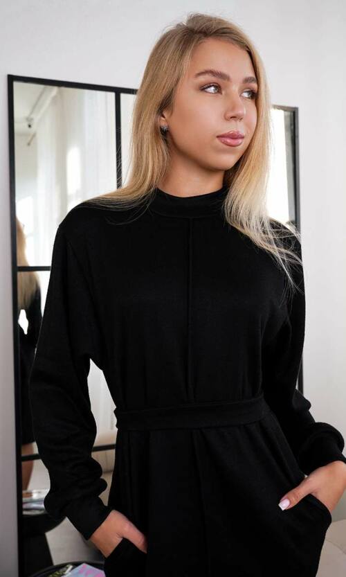 Повседневное Теплое Платье Ангора 24093 Черное