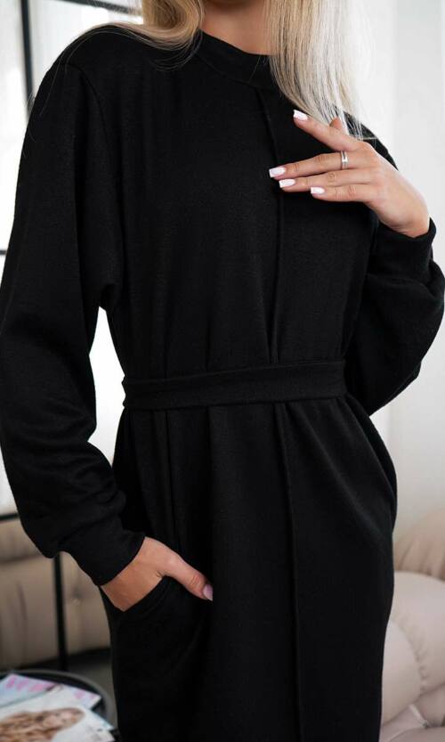 Повседневное Теплое Платье Ангора 24093 Черное