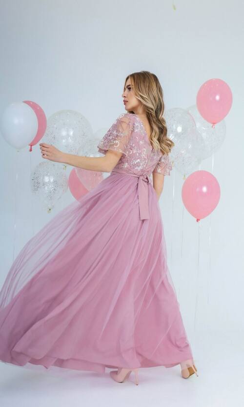 Вечірня Сукня Сітка Паєтка 21087 Фрезова