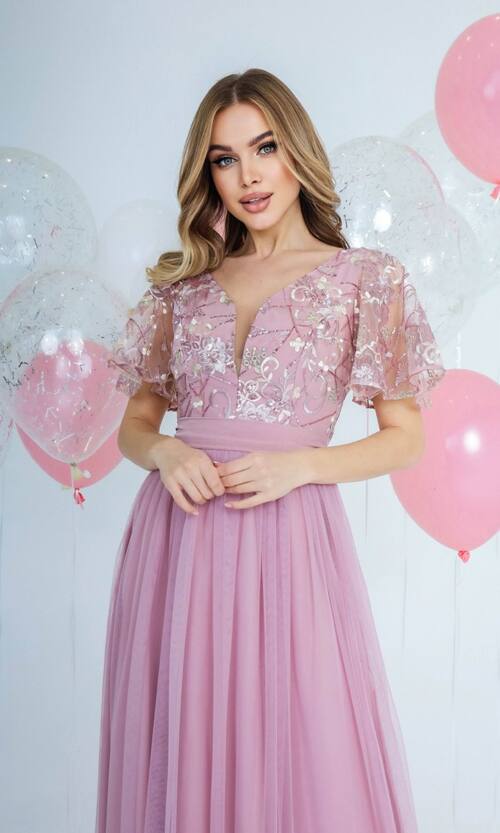 Вечірня Сукня Сітка Паєтка 21087 Фрезова