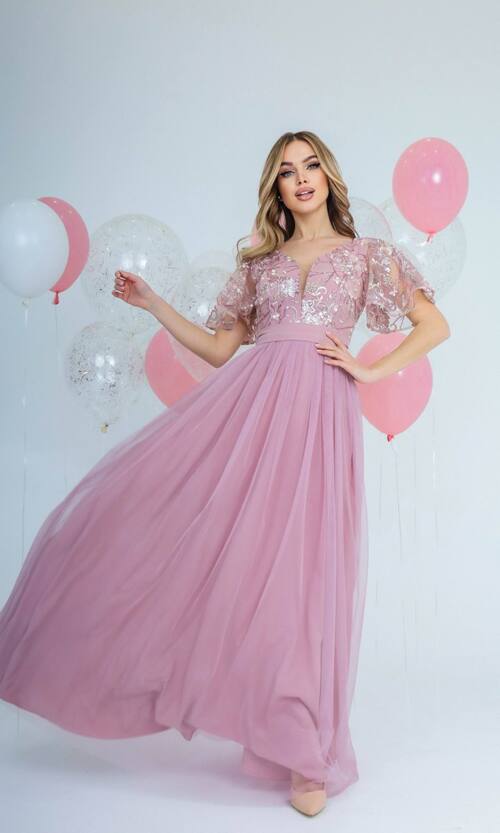 Вечірня Сукня Сітка Паєтка 21087 Фрезова