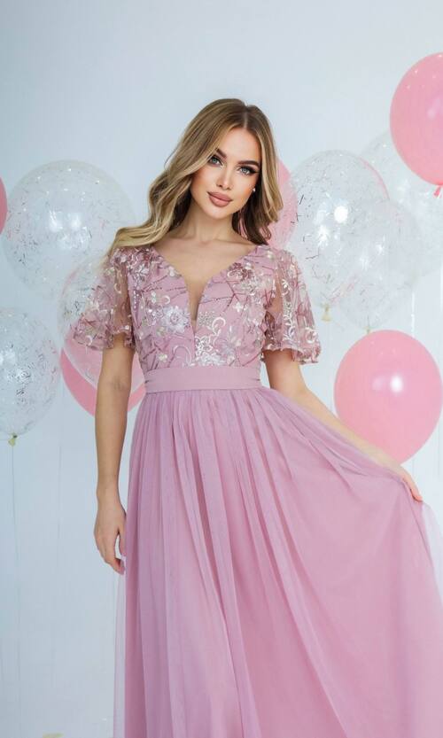 Вечірня Сукня Сітка Паєтка 21087 Фрезова