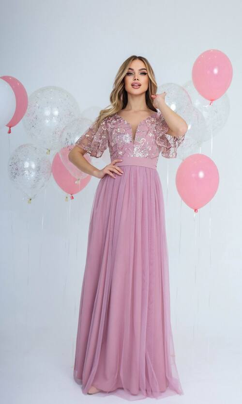 Вечірня Сукня Сітка Паєтка 21087 Фрезова