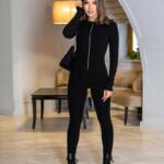 Трикотажний Комбінезон Термофліс із Блискавкою 24121 Чорний