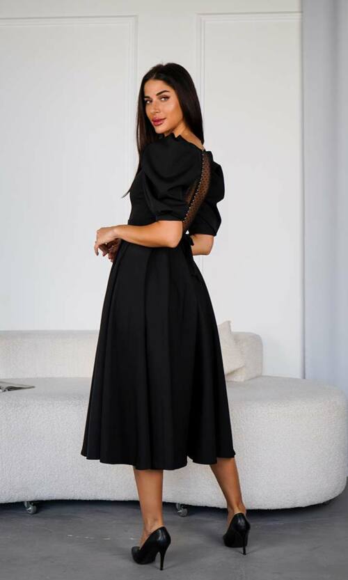 Коктейльна Сукня Прозора Спина 24049 Чорна