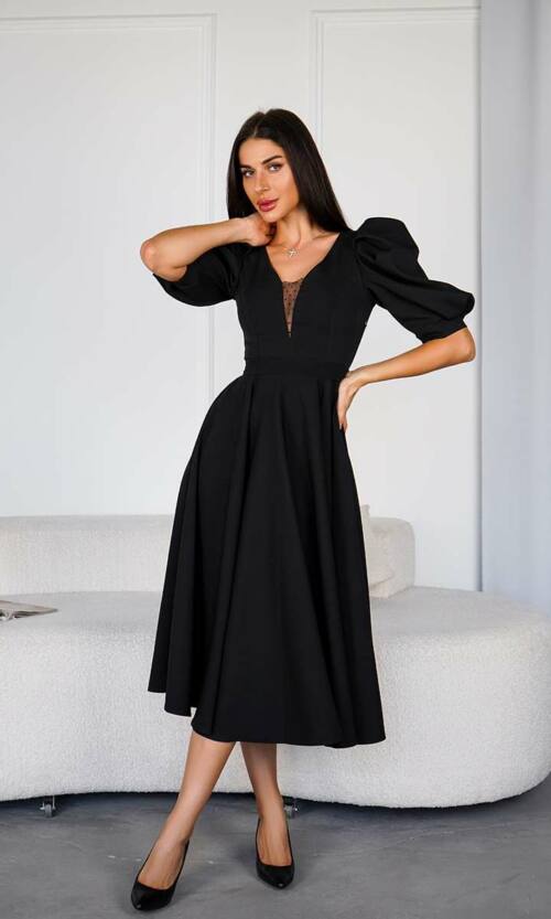 Коктейльна Сукня Прозора Спина 24049 Чорна