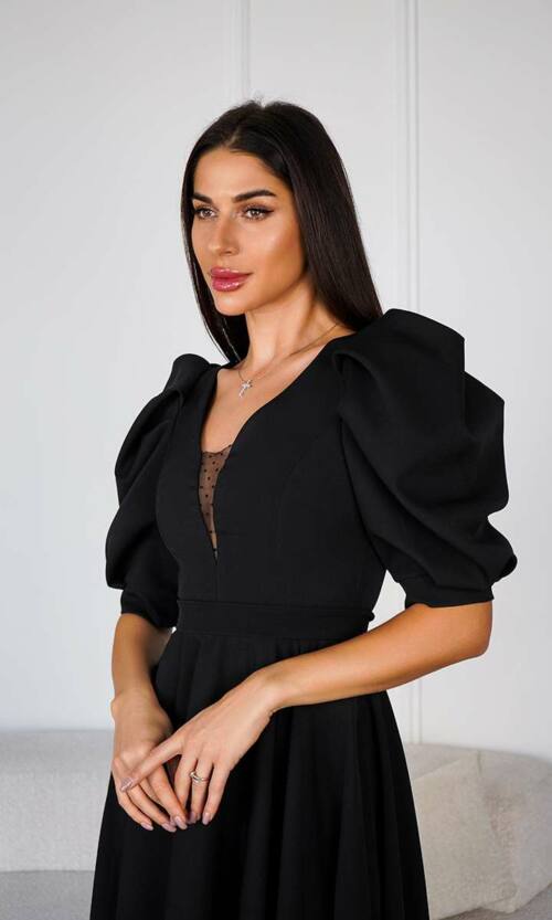 Коктейльна Сукня Прозора Спина 24049 Чорна