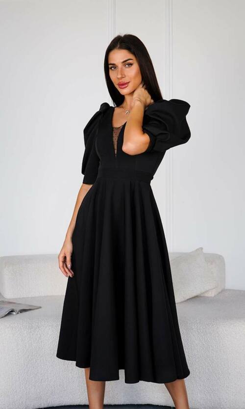 Коктейльна Сукня Прозора Спина 24049 Чорна