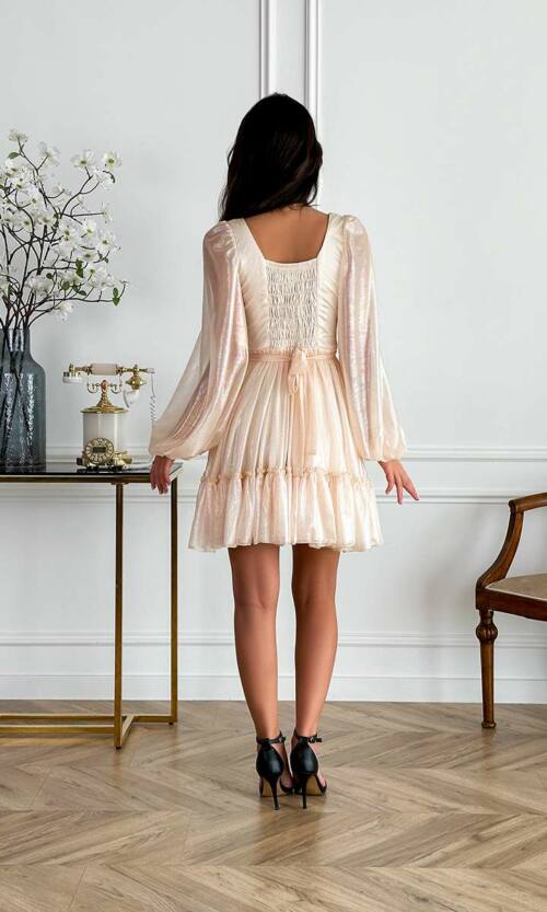 Коктейльна Сукня Перлинний Шифон 24022 Бежева