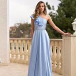 Вечірня Сукня Асиметрія Максі 25004 Блакитна
