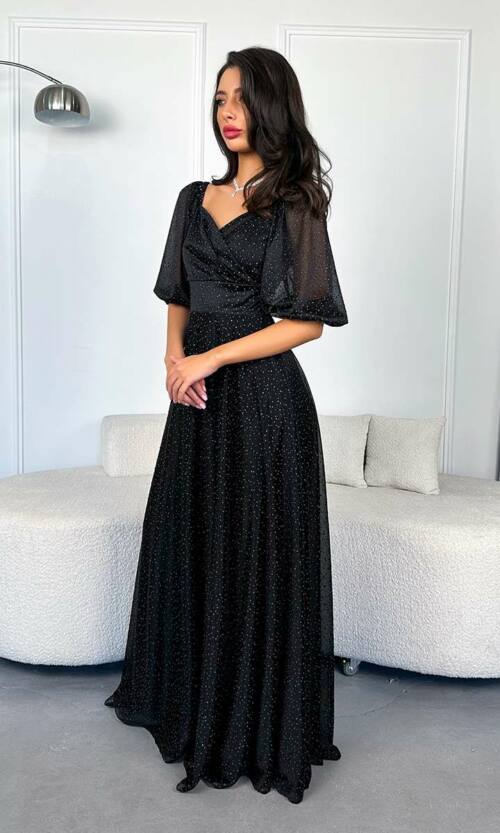 Вечірня сукня мушки блиск 22025 Чорна