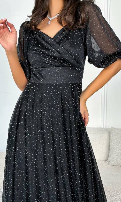 Вечірня сукня мушки блиск 22025 Чорна