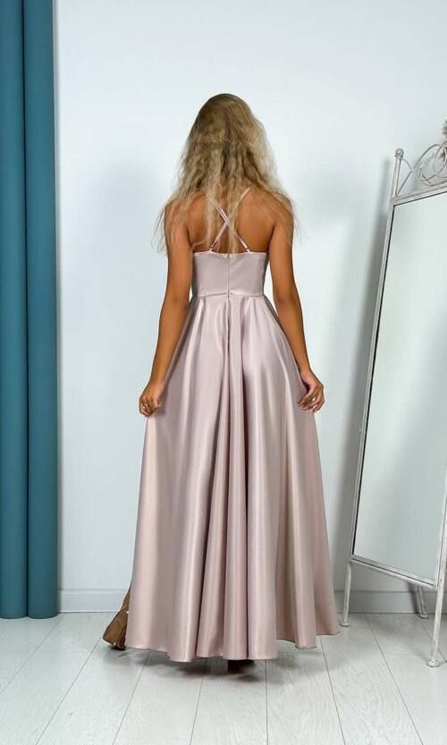 Вечірня Сукня Бретелі Атлас 24047 Моко