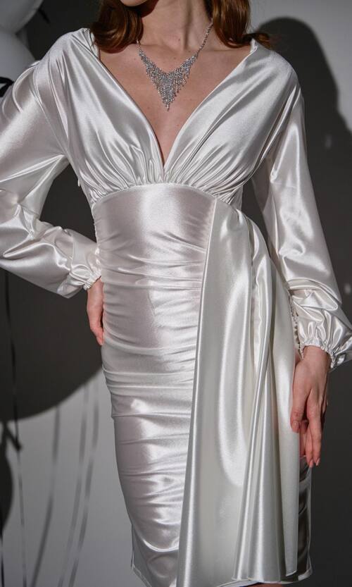 Коктейльное Платье 25001 Молочное