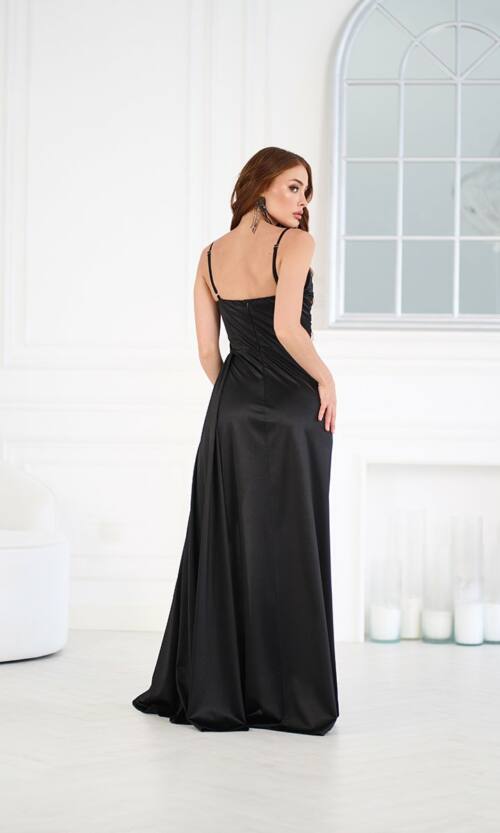 Вечернее Платье Блеск Разрез 24057 Черное