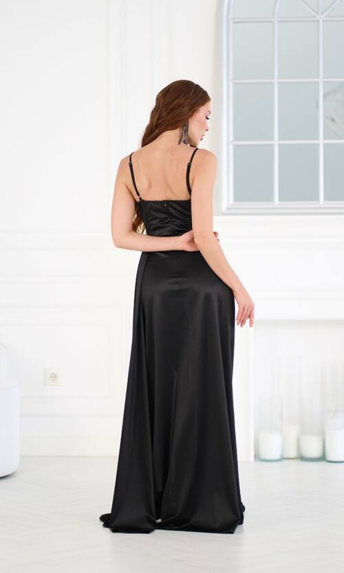 Вечернее Платье Блеск Разрез 24057 Черное