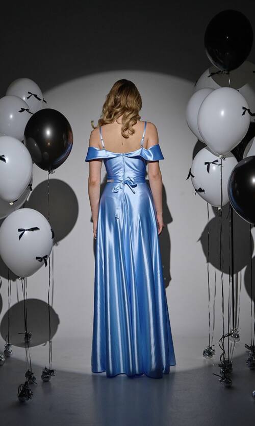 Вечірня сукня Відкриті Плечі Максі 25002 Блакитна