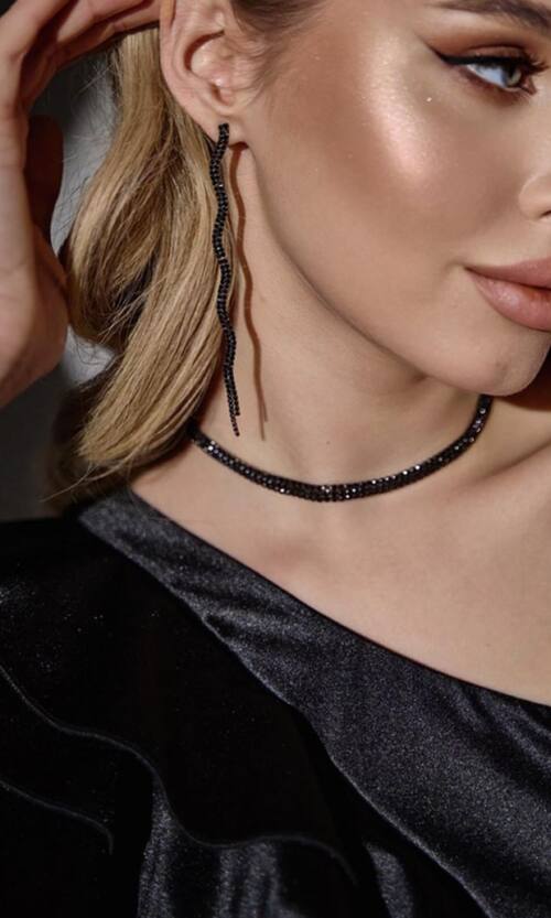 Чокер Стрази Три Ряди 25503 Чорні