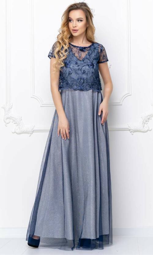 Синя Вечірня сукня двійка люрекс 20054