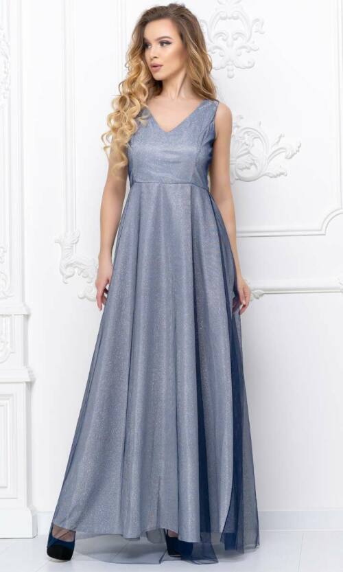 Синя Вечірня сукня двійка люрекс 20054