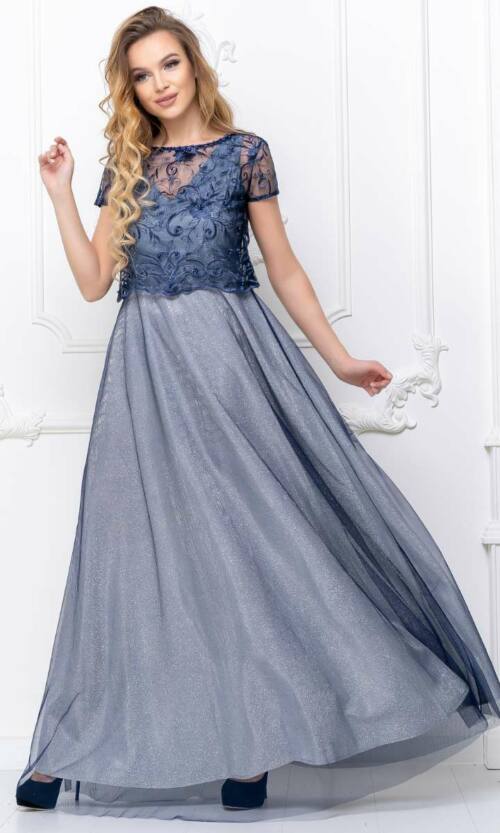 Синя Вечірня сукня двійка люрекс 20054