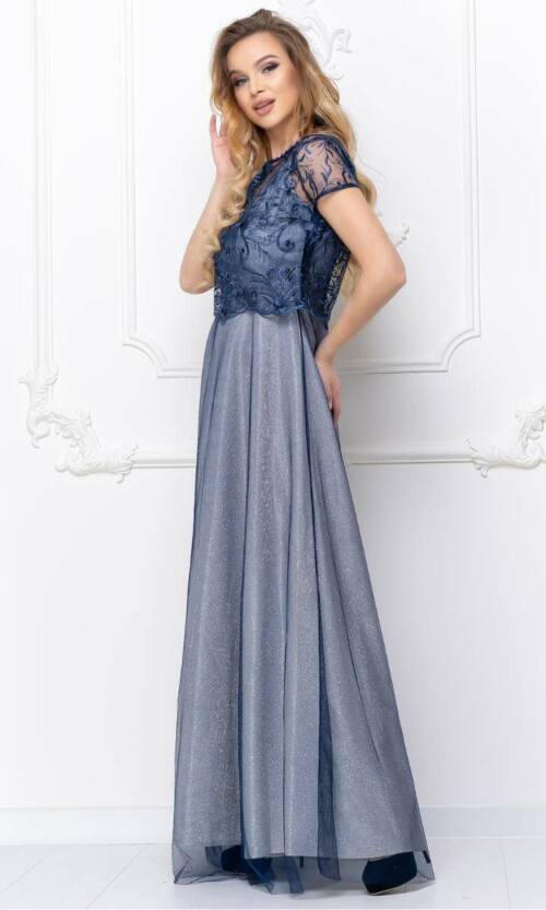 Синя Вечірня сукня двійка люрекс 20054