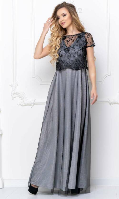 Чорна Вечірня сукня двійка люрекс 20054