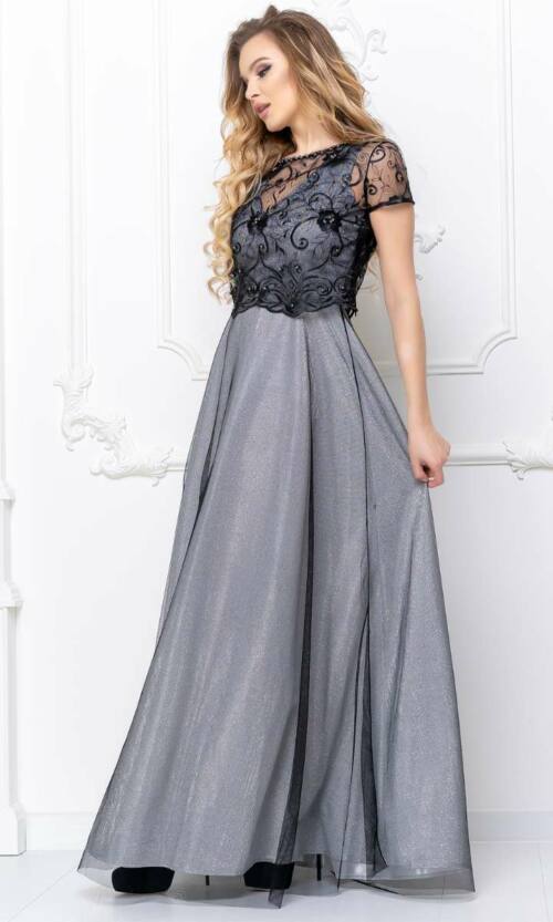 Чорна Вечірня сукня двійка люрекс 20054