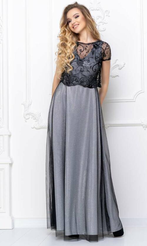 Чорна Вечірня сукня двійка люрекс 20054