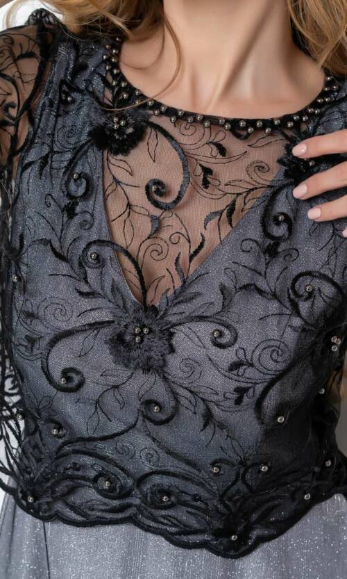 Чорна Вечірня сукня двійка люрекс 20054