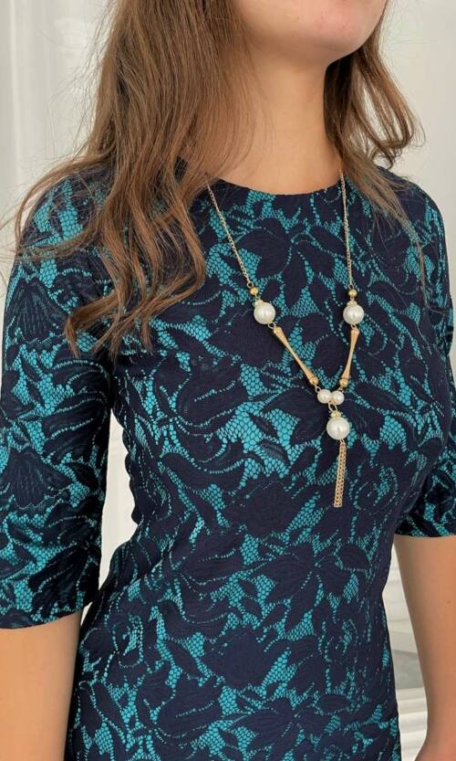 Зелена Коктейльна сукня футляр намисто 5230