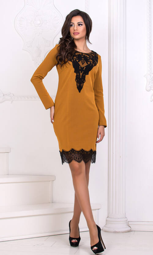 Повсякденна Сукня трикотаж "кукурудза" 6306 Гірчиця