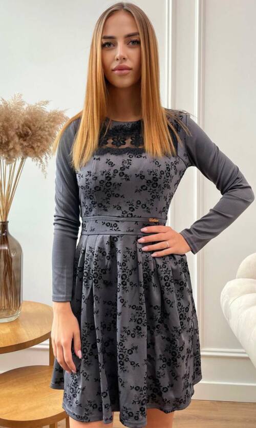 Графітове Повсякденне плаття крепдайвінг флок 7238