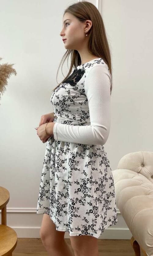 Біле Повсякденне плаття крепдайвінг флок 7238