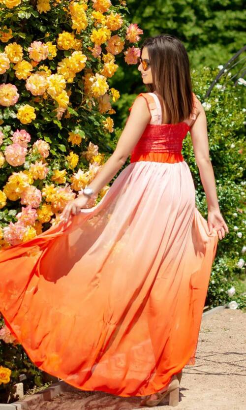 Коктейльне плаття шифон трансформер 5052 Помаранчеве