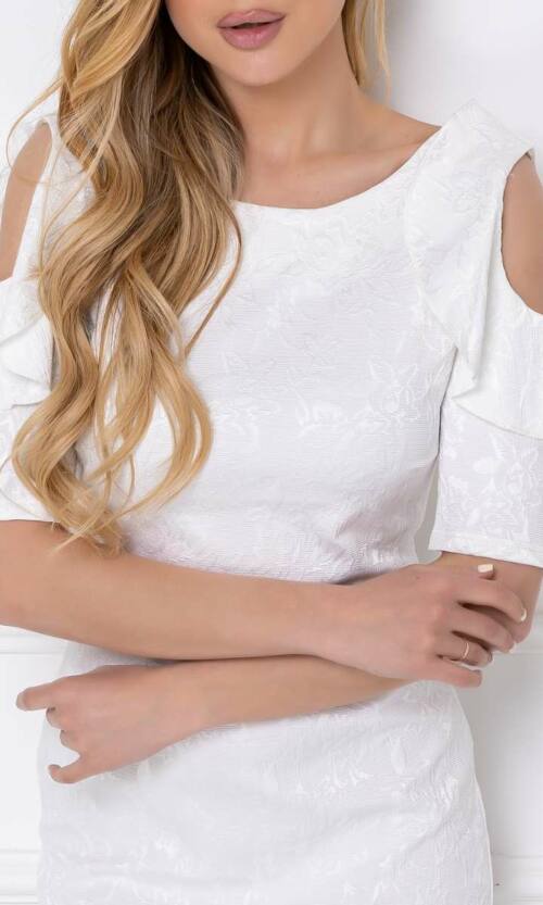 Молочне Повсякденне плаття відкриті плечі 7020