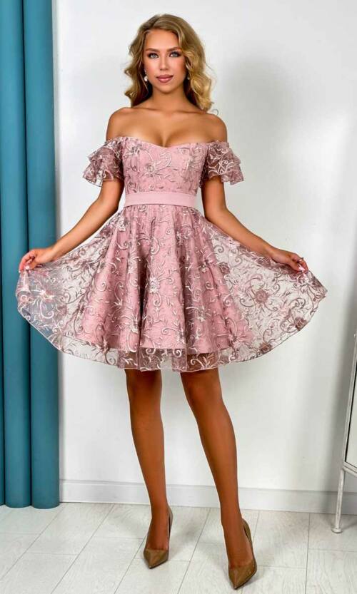 Коктейльна Сукня "Ніжний Гіпюр" 24036 Фрезова