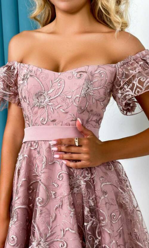 Коктейльна Сукня "Ніжний Гіпюр" 24036 Фрезова