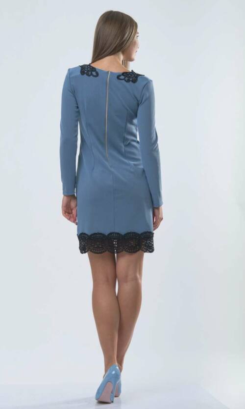 Блакитне Повсякденне плаття трикотаж мереживо 6284