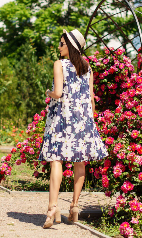 Літня Сукня Шифон Трапеція 6126 Синя