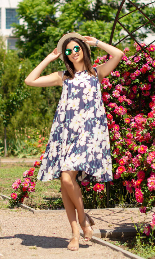 Літня Сукня Шифон Трапеція 6126 Синя