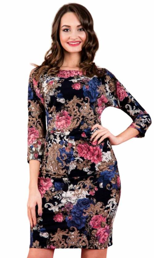 Повсякденне плаття 5259e Синій/квітковий