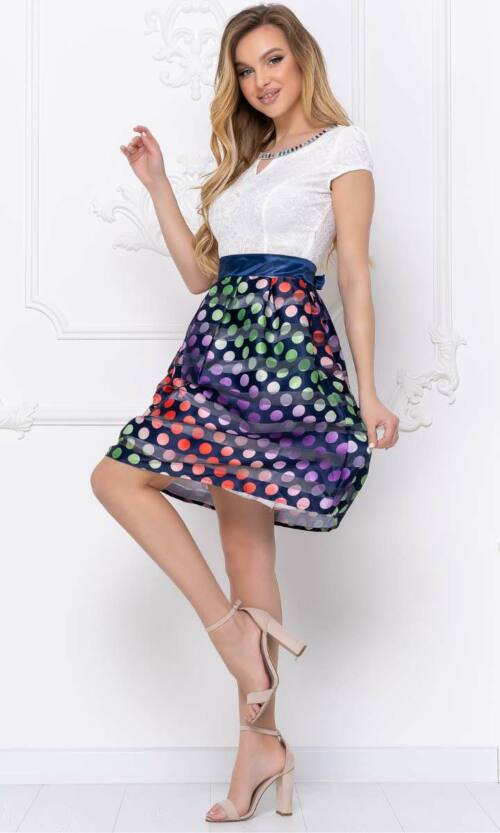 Повседневное платье атлас полоска 5087 Бирюза