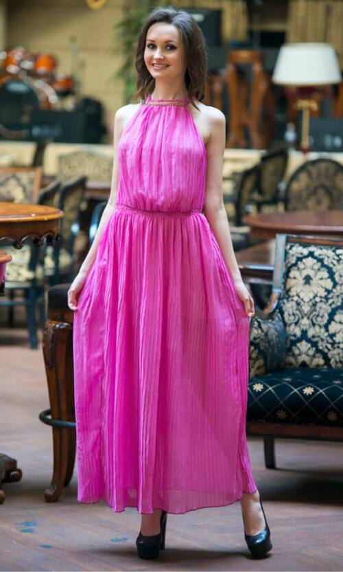 Малинове Повсякденне плаття шифон максі 3189