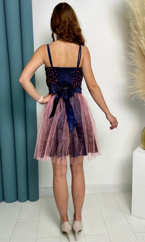 Коралова Коктейльна сукня на бретелях 4080