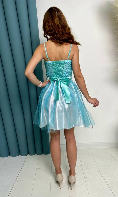 М'ятна Коктейльна сукня на бретелях 4080