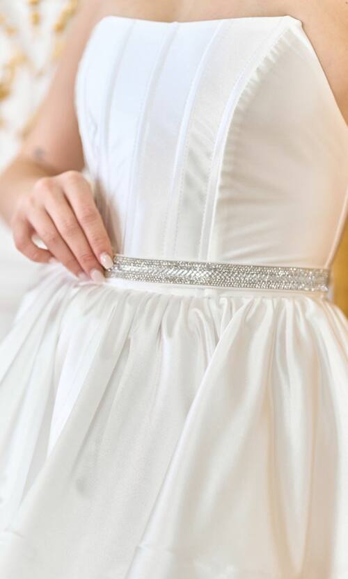 Коктейльна Сукня Корсет Подвійна Спідниця 25012 Молочна